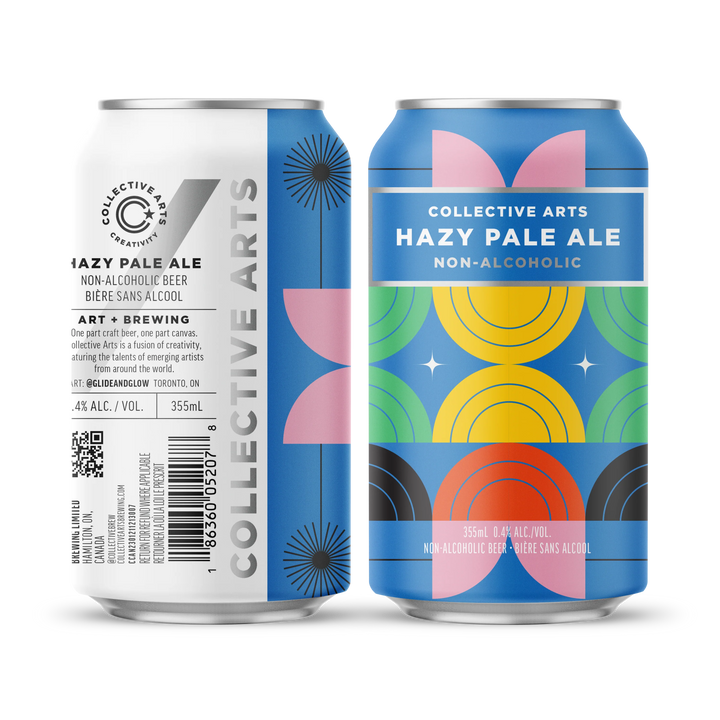 Bière Collective Arts Hazy Pale Ale sans alcool 0,4% Sanzalc, cave sans alcool pour adultes décomplexés