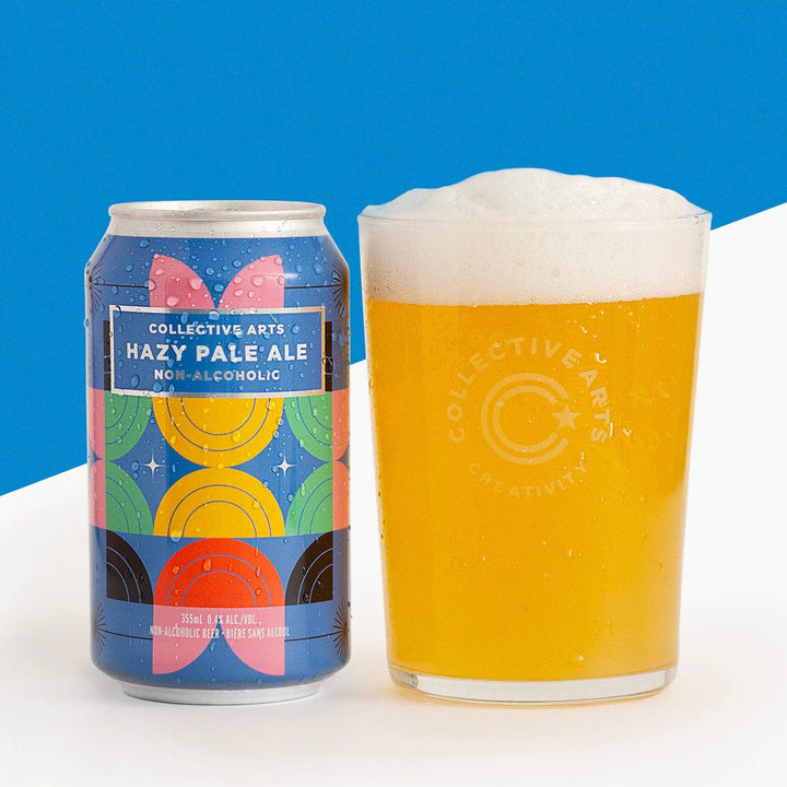 Bière Collective Arts Hazy Pale Ale sans alcool 0,4% Sanzalc, cave sans alcool pour adultes décomplexés