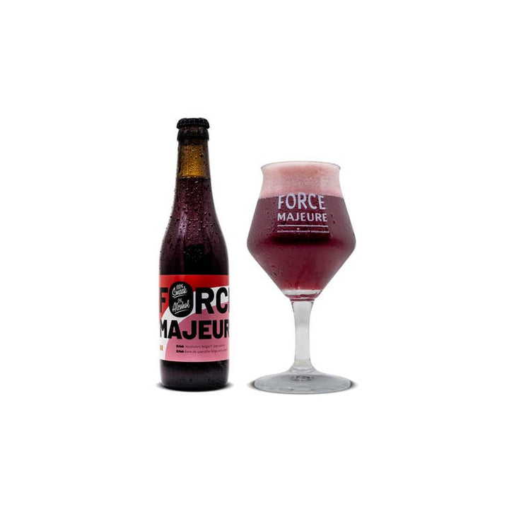 Bière Kriek Force Majeure 0,4% sans alcool Sanzalc, cave sans alcool pour adultes décomplexés