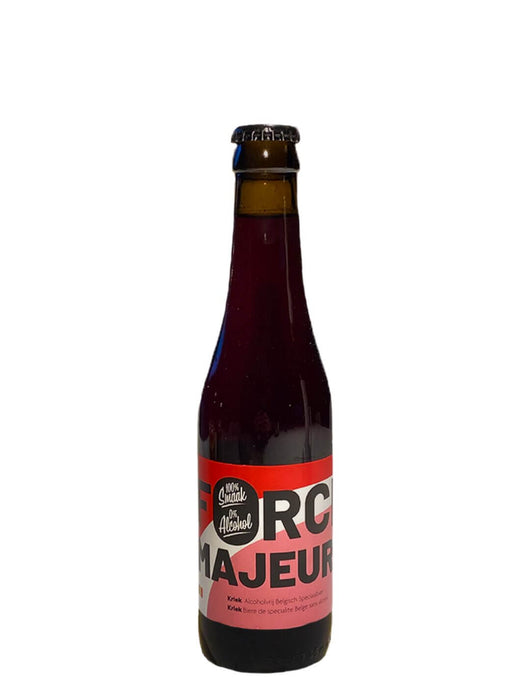 Bière Kriek Force Majeure 0,4% sans alcool Sanzalc, cave sans alcool pour adultes décomplexés