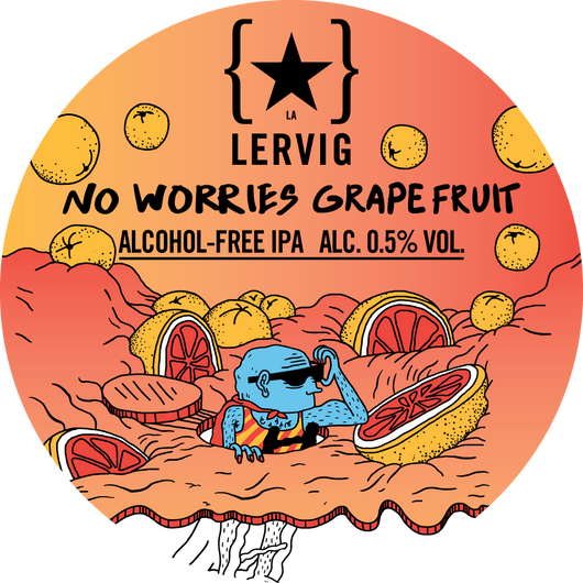 Bière Lervig No Worries Grapefruit 0,5% sans alcool Sanzalc, cave sans alcool pour adultes décomplexés