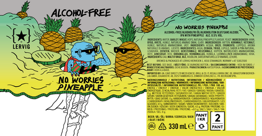 Bière Lervig No Worries Pineapple IPA 0,5% sans alcool Sanzalc, cave sans alcool pour adultes décomplexés