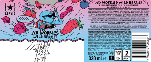 Bière Lervig No Worries Wild Berries IPA 0,5% sans alcool Sanzalc, cave sans alcool pour adultes décomplexés