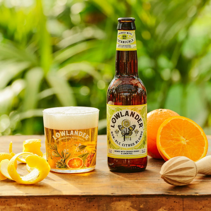 Bière Lowlander Non Alc Citrus Blonde sans alcool 0,3% Sanzalc, cave sans alcool pour adultes décomplexés