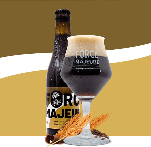 Bière brune Force Majeure 0% sans alcool Sanzalc, cave sans alcool pour adultes décomplexés