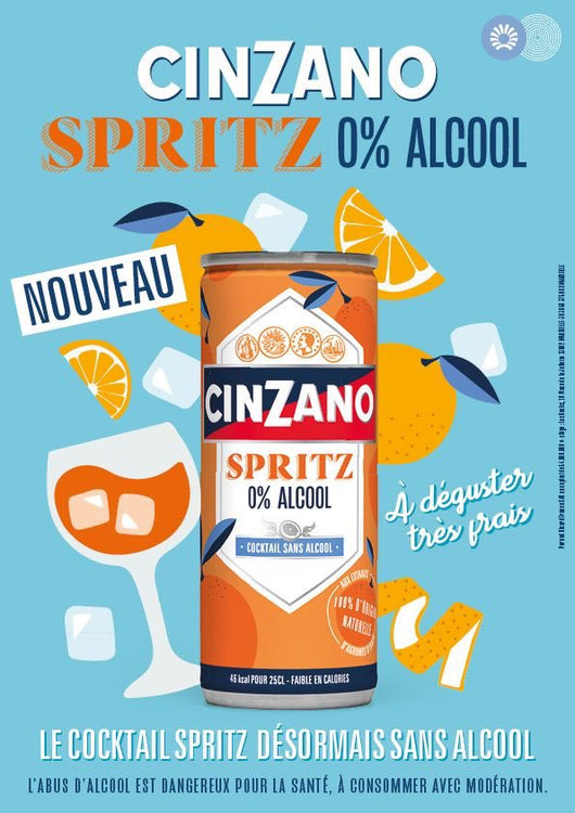 Cinzano Spritz 0% sans alcool 25cl Sanzalc, cave sans alcool pour adultes décomplexés