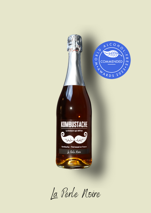 Kombucha La Perle Noire de Kombustache Bio 0.0% sans alcool - 75 cl Sanzalc, cave sans alcool pour adultes décomplexés