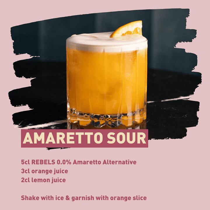 Rebels 0.0% Amaretto Alternative sans alcool Sanzalc, cave sans alcool pour adultes décomplexés