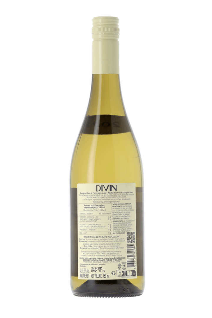 Vin blanc Divin Sauvignon sans alcool 0,0% Sanzalc, cave sans alcool pour adultes décomplexés