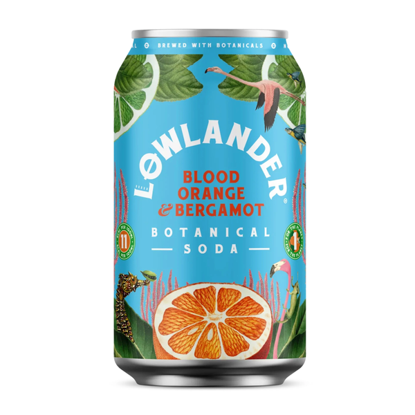 Soda botanica di Lowlander con arancia rossa e bergamotto